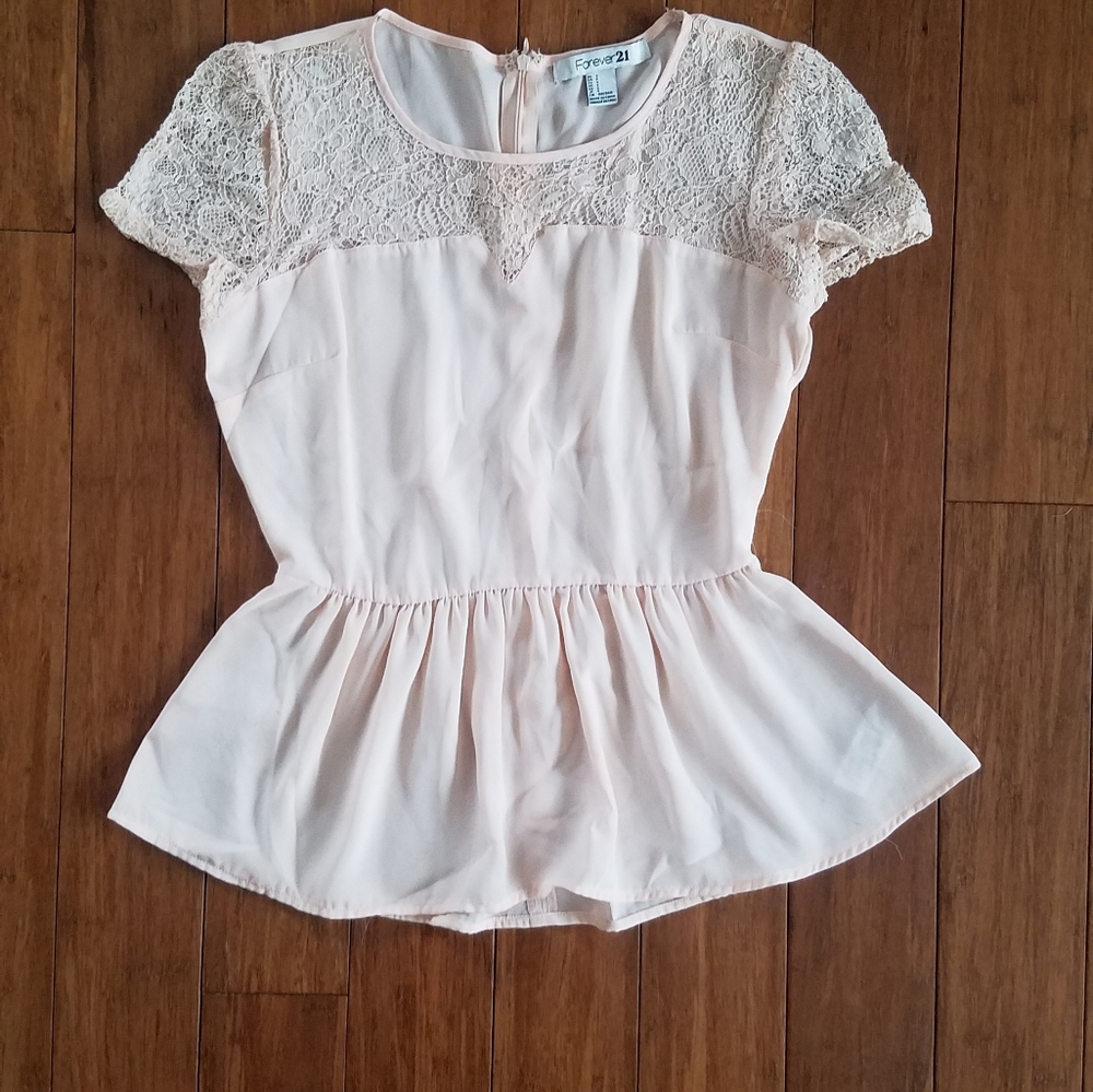 Light pink top with lace detail